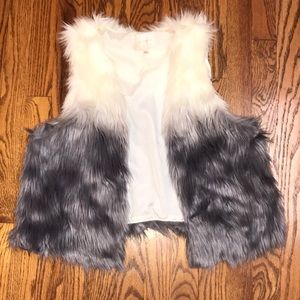 Grey and white ombré faux fur vest